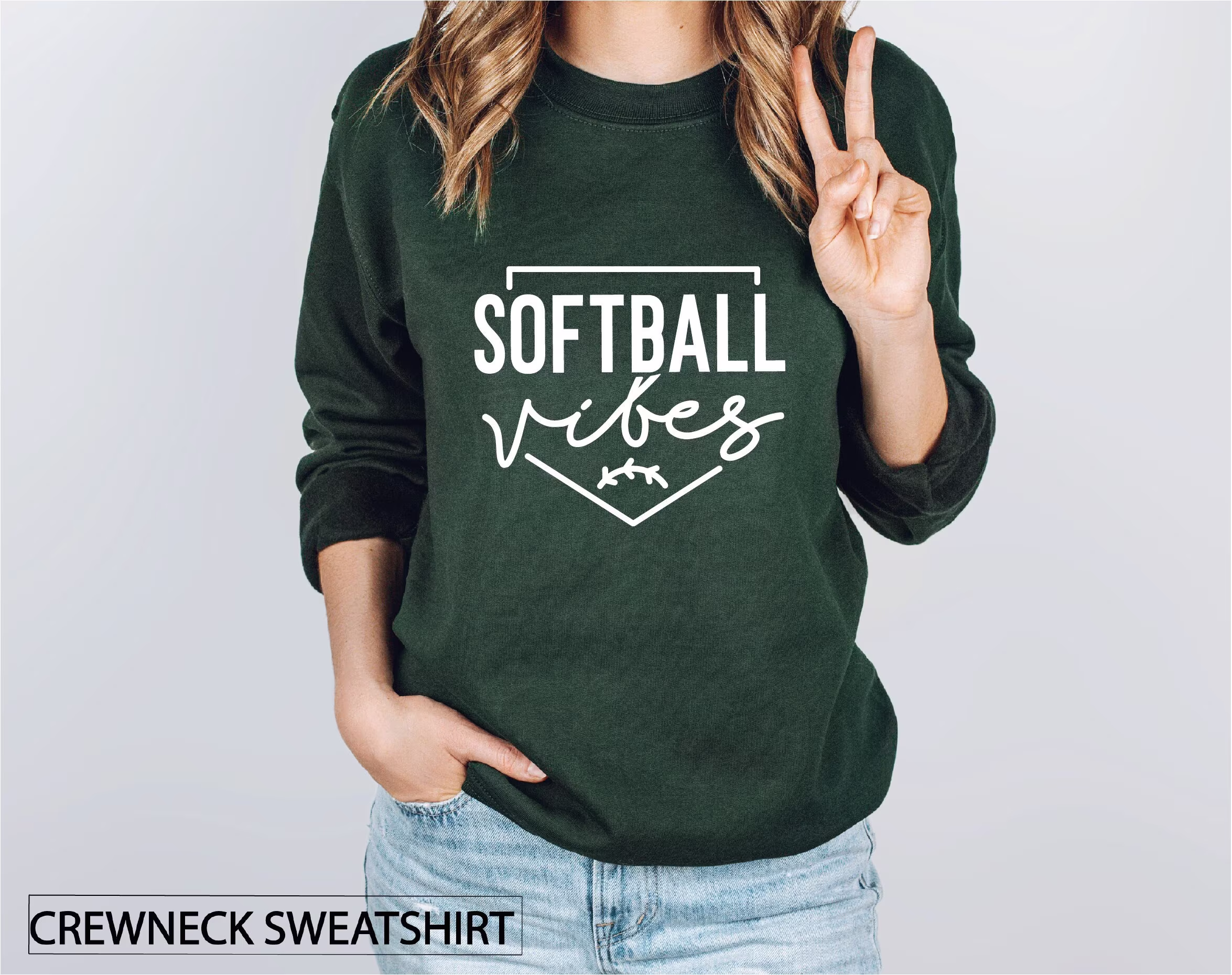 Softball Vibes Crewneck Sweatshirt, Game Day Sweater, Fan Sweatshirts, Sports Pullover, Comfy Clothes, Gifts, Gift For Mom, Cheer Season