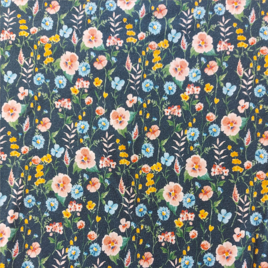 Cornflower Floral Organic Jersey 140cm Wide, Fabric By The Half Metre