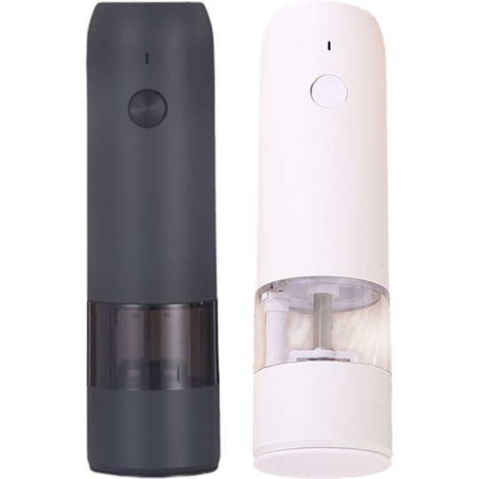 Pesce - Electric Salt and Pepper Grinder Set - usb Rechargeable, led Lights, Automatic Pepper and Salt Mill Grinder Set Refillable White+Black