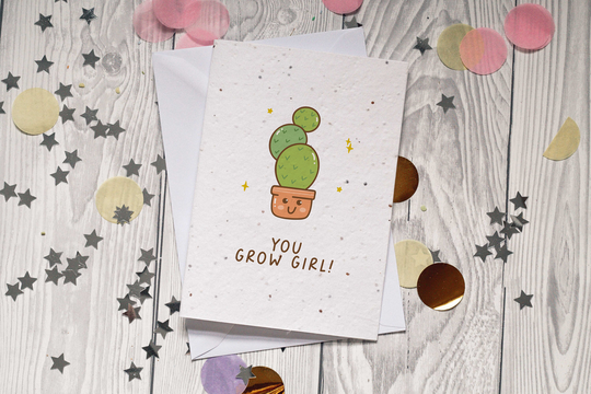 Plantable Greeting Card, Seeded Positivity Girl Power Eco Friendly, You Go Girl, Congratulations Card