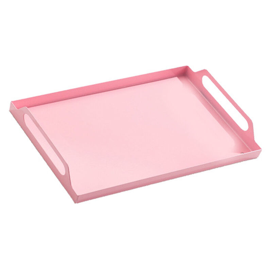 Bathroom Storage Tray Metal Tray Organizer with Handles pink