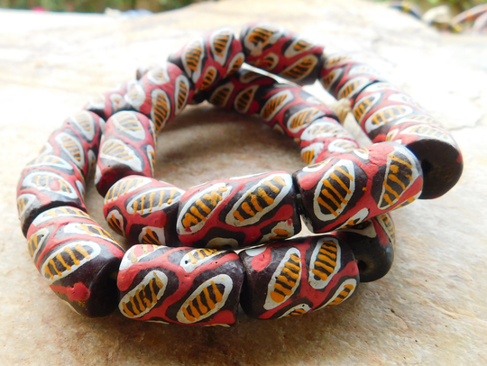 10 Extra Large Chunky Chocolate Brown Powder Glass Beads, African Recycled Beads, 27 Mm Ghana Painted Krobo Beads, Ghana African Beads