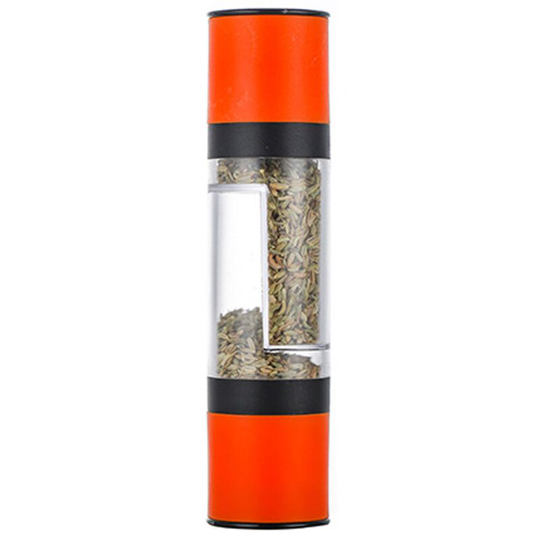 Salt and Pepper Grinder - 2 in 1 Manual Salt Pepper Mill Herb Spice Grinder Shakers Refillable orange