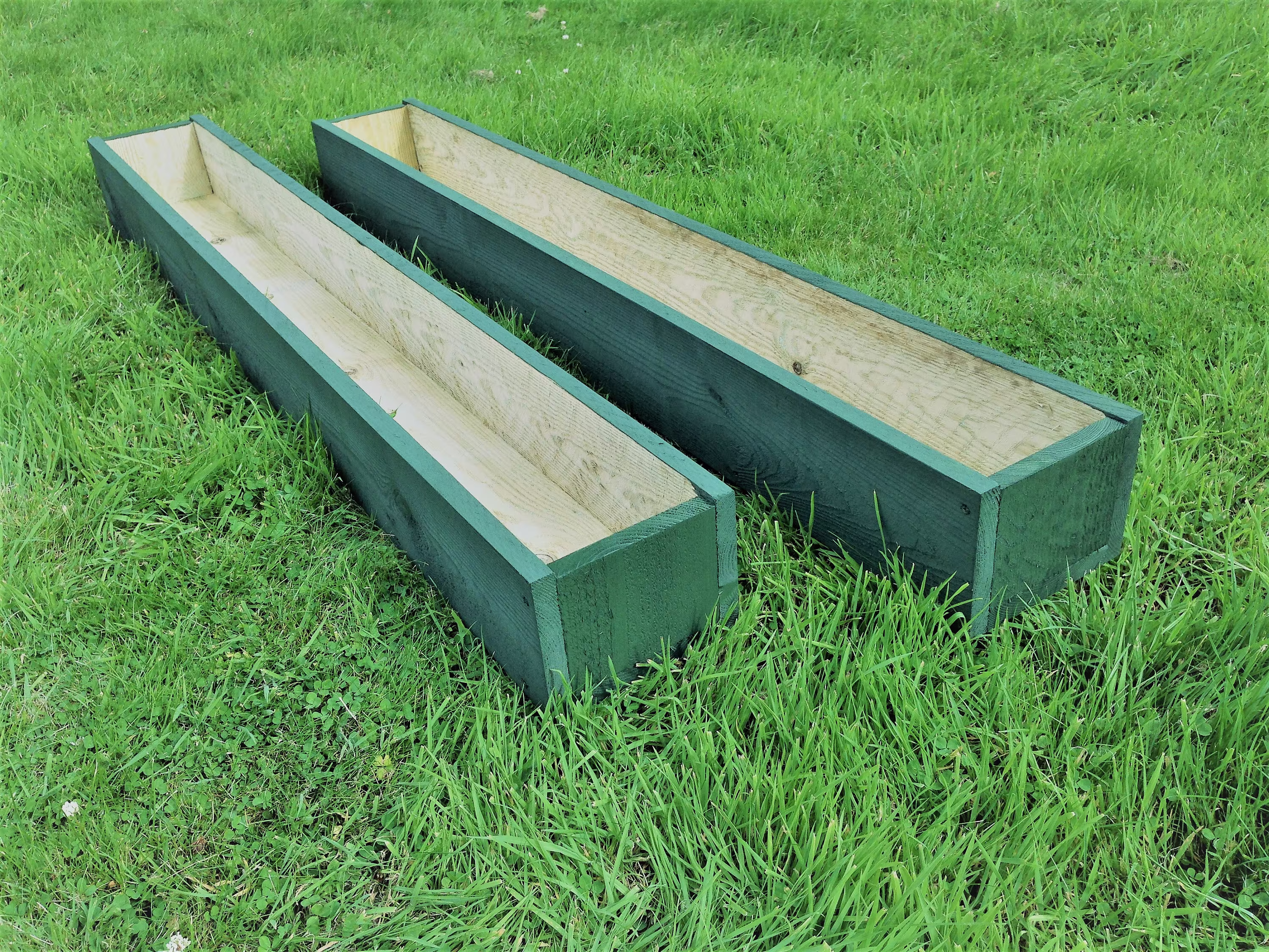 2 X 150cm/5Ft Wooden Garden Planters - Painted Cuprinol Forest Green; Ready Assembled With Fast&free Delivery