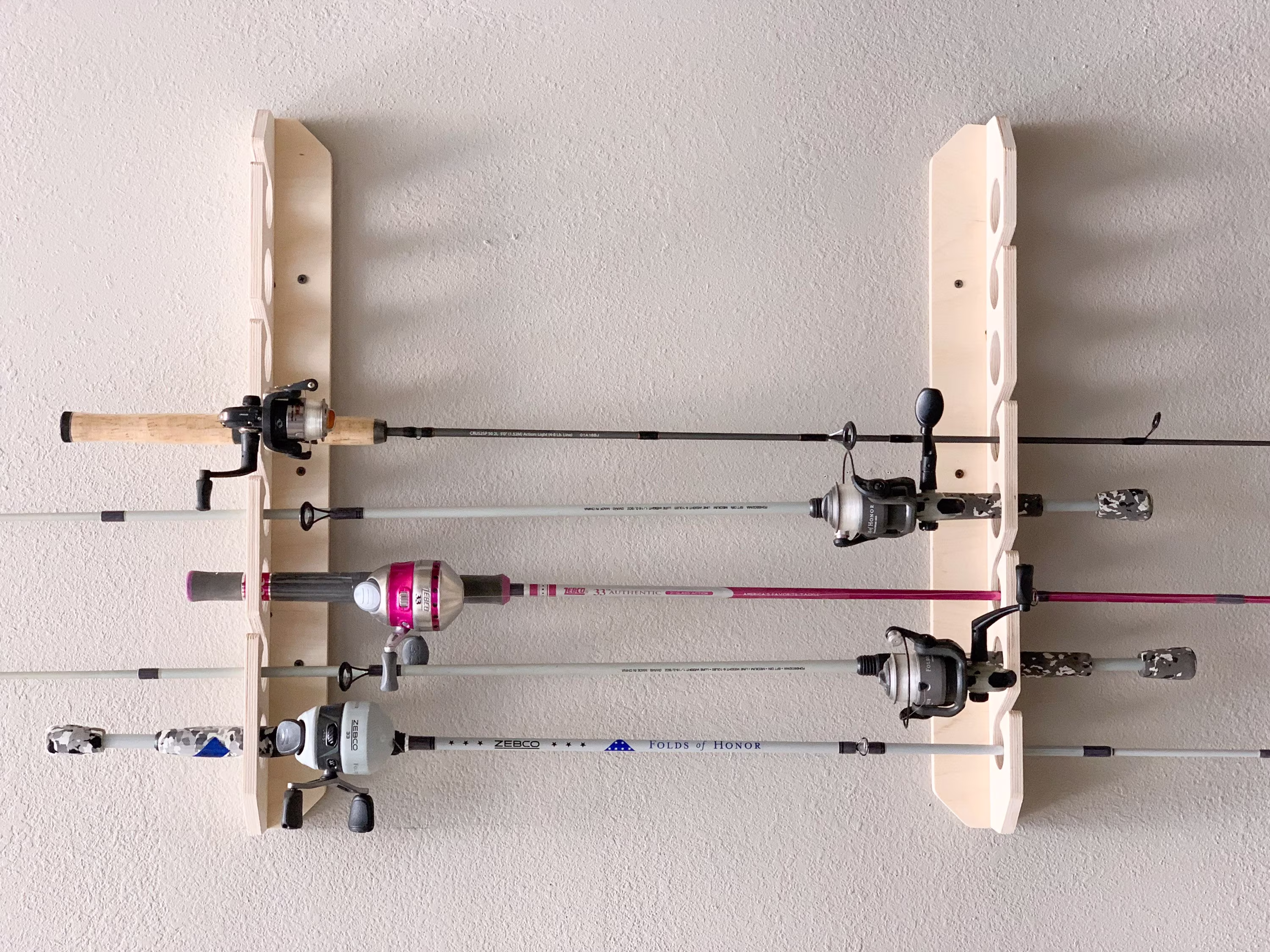 Charles- Celling Mount Rod Rack - Wall Fishing Pole Holder Garage Organizer Holds 8 Rods Usa