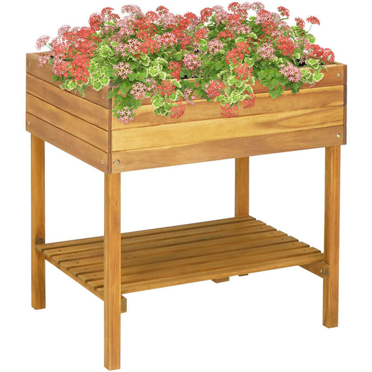 Raised Garden Planter 78.5x58.5x78.5 cm Solid Acacia Wood Vidaxl Brown