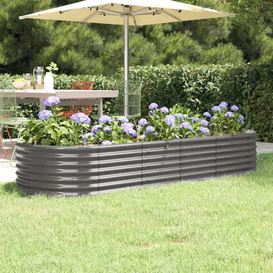 Asupermall - Garden Planter Powder-coated Steel 224x80x36 cm Grey