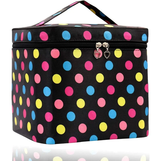 FlkwoH Large Cosmetic Bag, Makeup Bag with Brush Holder, Multifunctional Bag with Handle, Makeup Cosmetic Organizer for Women and Girls
