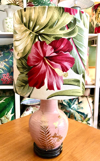 Vintage Italian Tropical Hibiscus Lamp