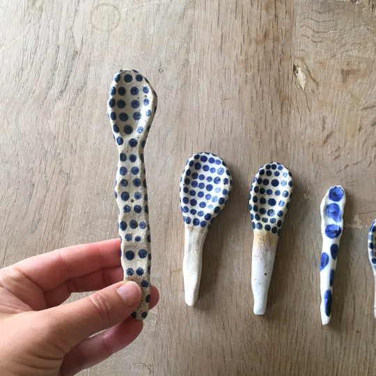 Custom Clay Spoons, Blue Clay Unique Pottery Spoon, Salt Sugar Handmade Spoon Studio, Gift, Wabi Sabi, Country House