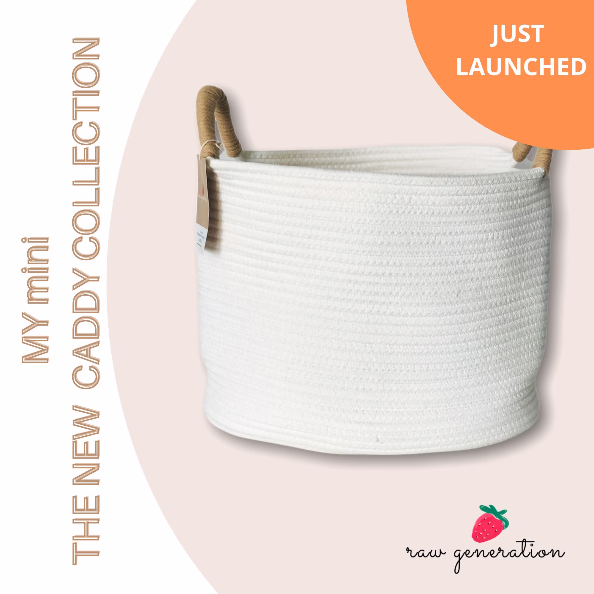 Rope Diaper Caddy | Organic Cotton Storage Basket Woven Nursery Organizer Bin For Baby Room Kids Play Organization White Decor