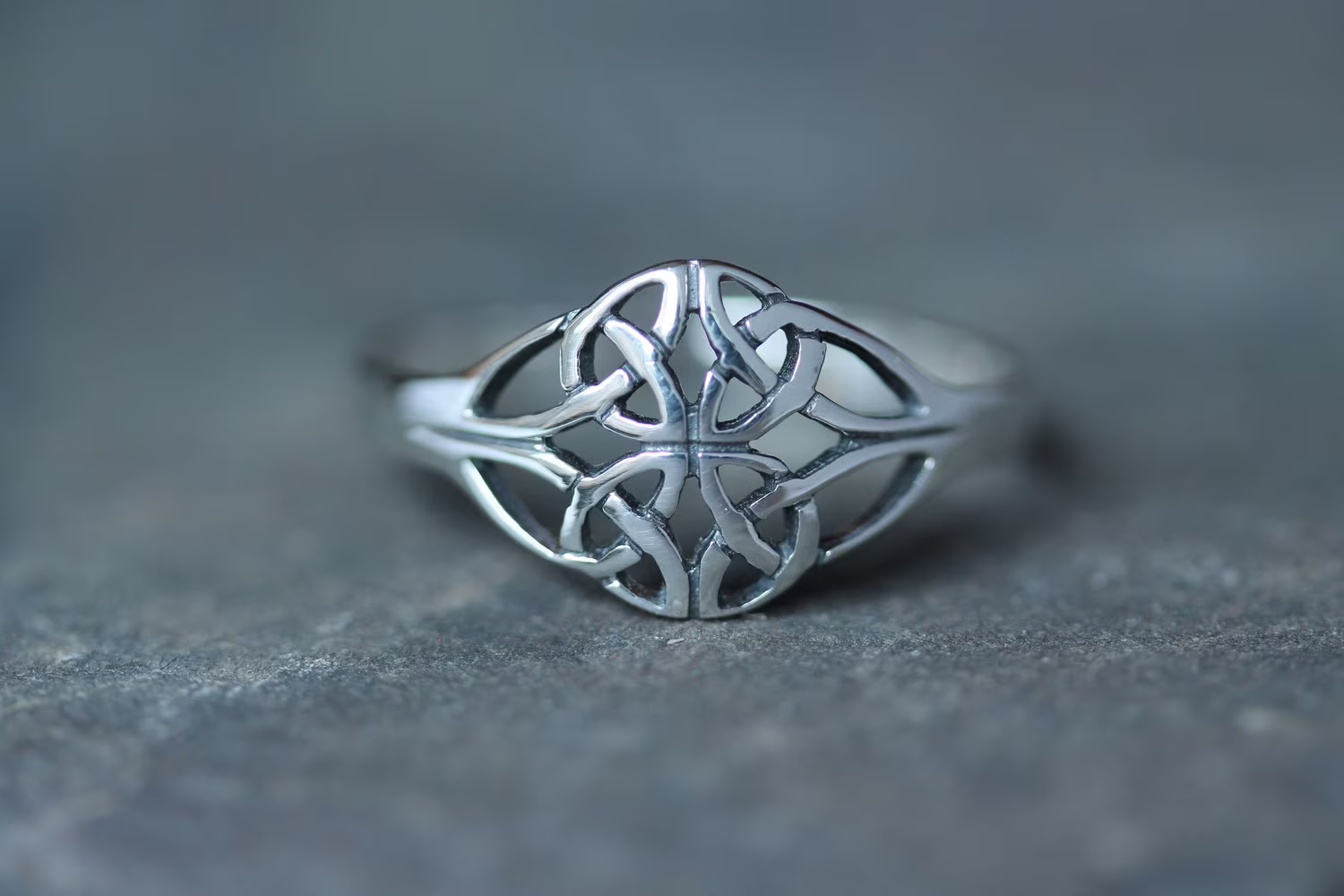 Celtic Knot Ring - Horizontal Four Seasons | Thick Design Scotland -Scottish Jewelry Edinburgh -Hallmarked 925 Sterling Silver