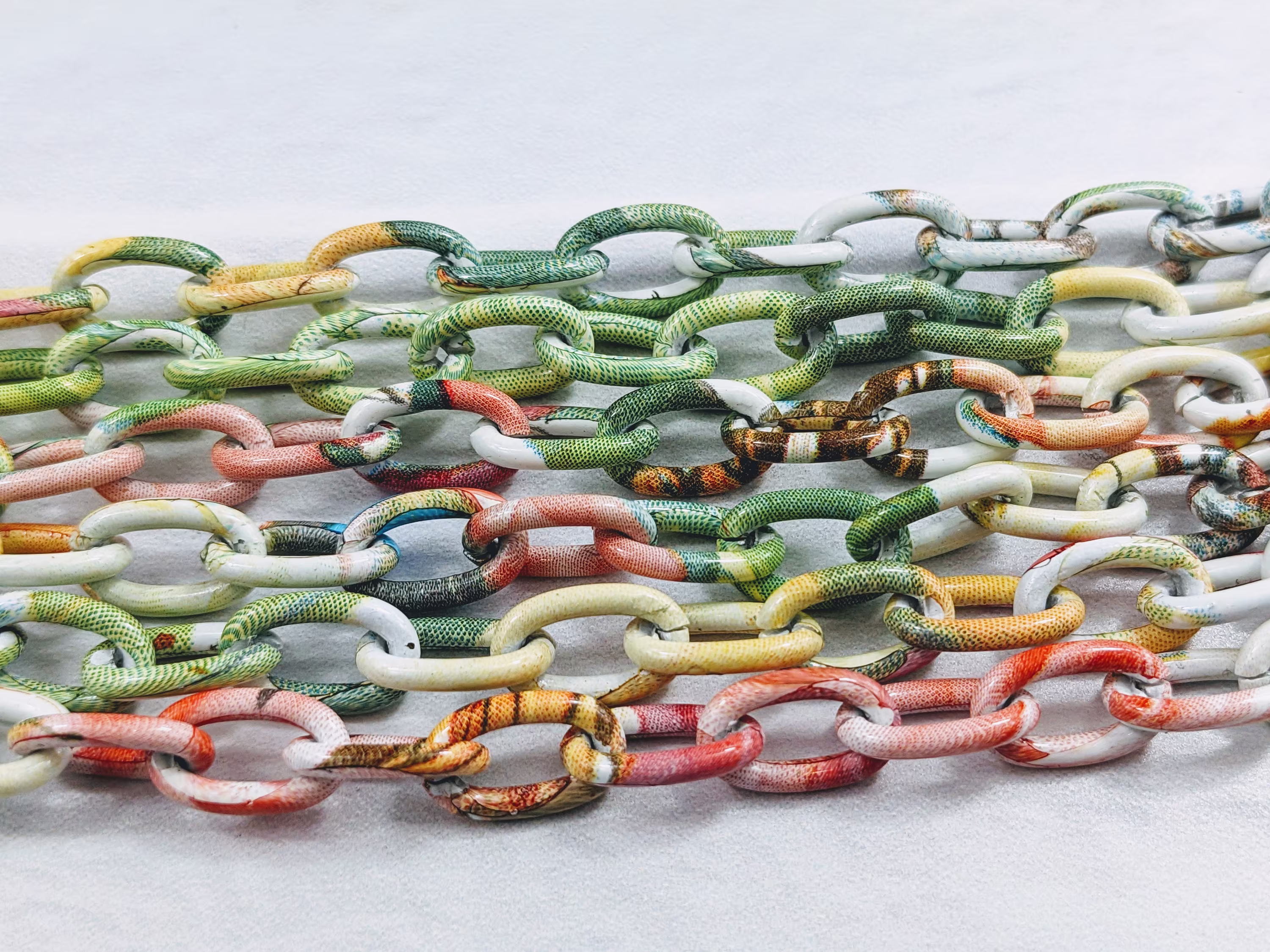 Aluminum Powder Coated Mixed Color Link Chain, Light Weight, 11x7mm, Sold By The Foot