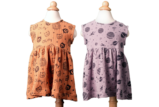 Girls' Sleeveless Dress, Organic Cotton Double Gauze, Sustainable Clothing