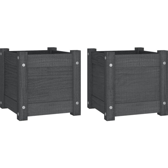 Vidaxl - Garden Planters 2 pcs Grey 31x31x31 cm Solid Pinewood Grey