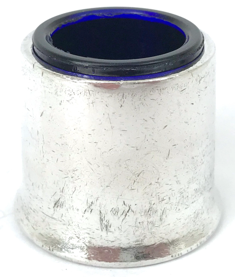 Historical Vintage, Military Cruet, Open Salt, Salt With Liner, Silver & Blue, Elkington, Officer's Mess, Wd 1964, Plate, Tooth