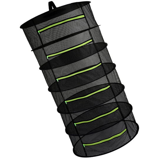 Asupermall - Hanging Basket 6 Layers with Zipper Folding Dry Rack Herb Drying Net Dryer Bag Mesh For Herbs Flowers Buds Plants,model:Green 6-layer
