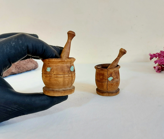 Vintage Wooden Mortar Handle, Miniature Wood & Pestle With Handles, Wooden Hand Carved, Carving Mortar, Garlic, Spice Press Handle