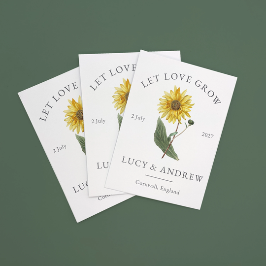 Seed Packet Wedding Favours, Seeds Included, Let Love Grow Vintage Sunflower, Bridal Shower Favors, Rustic Wedding, Botanical