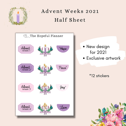 Advent Weeks 2021 Stickers - Christian Planner/Journal Sticker Sheets For Season