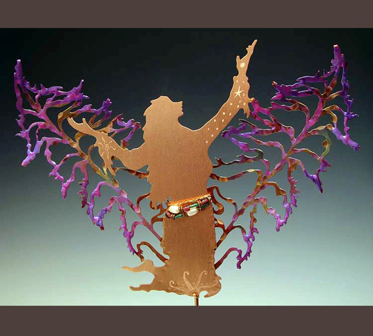 Cake Topper - Copper Fairies Dandelion Worshiping Deva