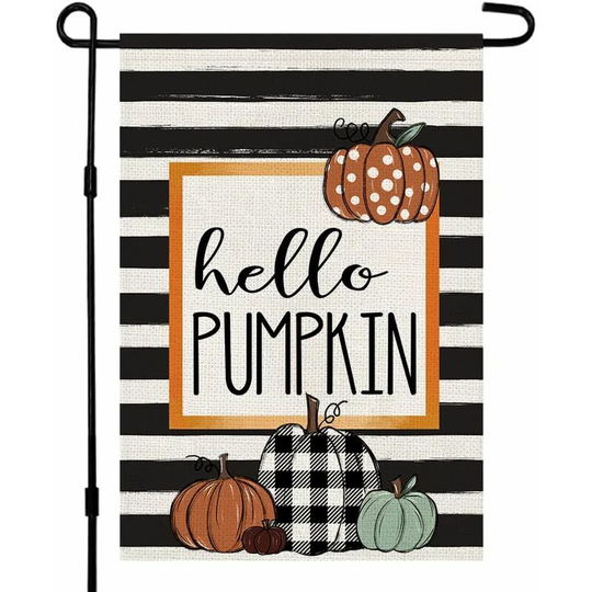 Kartokner - Thanksgiving Yard Decor Banner Fall Farmhouse Seasonal Yard Outdoor Decor Pumpkin Sign 30x45cm Fall Garden Banner HelloDouble Sided Linen