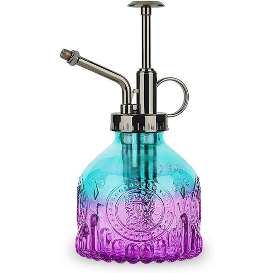 Plant Mister Glass Watering Spray Bottle 6.4' Tall Watering Can Retro High-Atomization Nozzle Sealed Leak-Proof,for Garden Plants Flower (Blue-violet