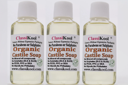Classikool Organic Castile Liquid Soap Set With Essential Oils 3 X 25Ml Peppermint, Tea Tree & Lavender | Free UK Mainland Shipping