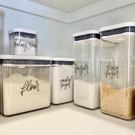 Baking Clear Pantry Labels, Organization, Clear Stickers, Decals, Storage Food Labels