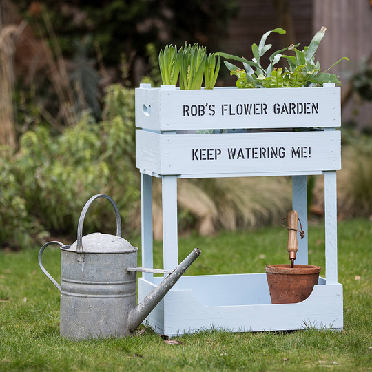 Personalised Raised Garden Planter, Silver/Ivory/Pink