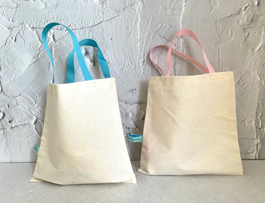 Organic Cotton Pink Or Blue Party Bags, Favour Mini Tote Bags For Kids Birthday Parties, Eco Hen Do Wedding Favours, Reusable Gift Bag