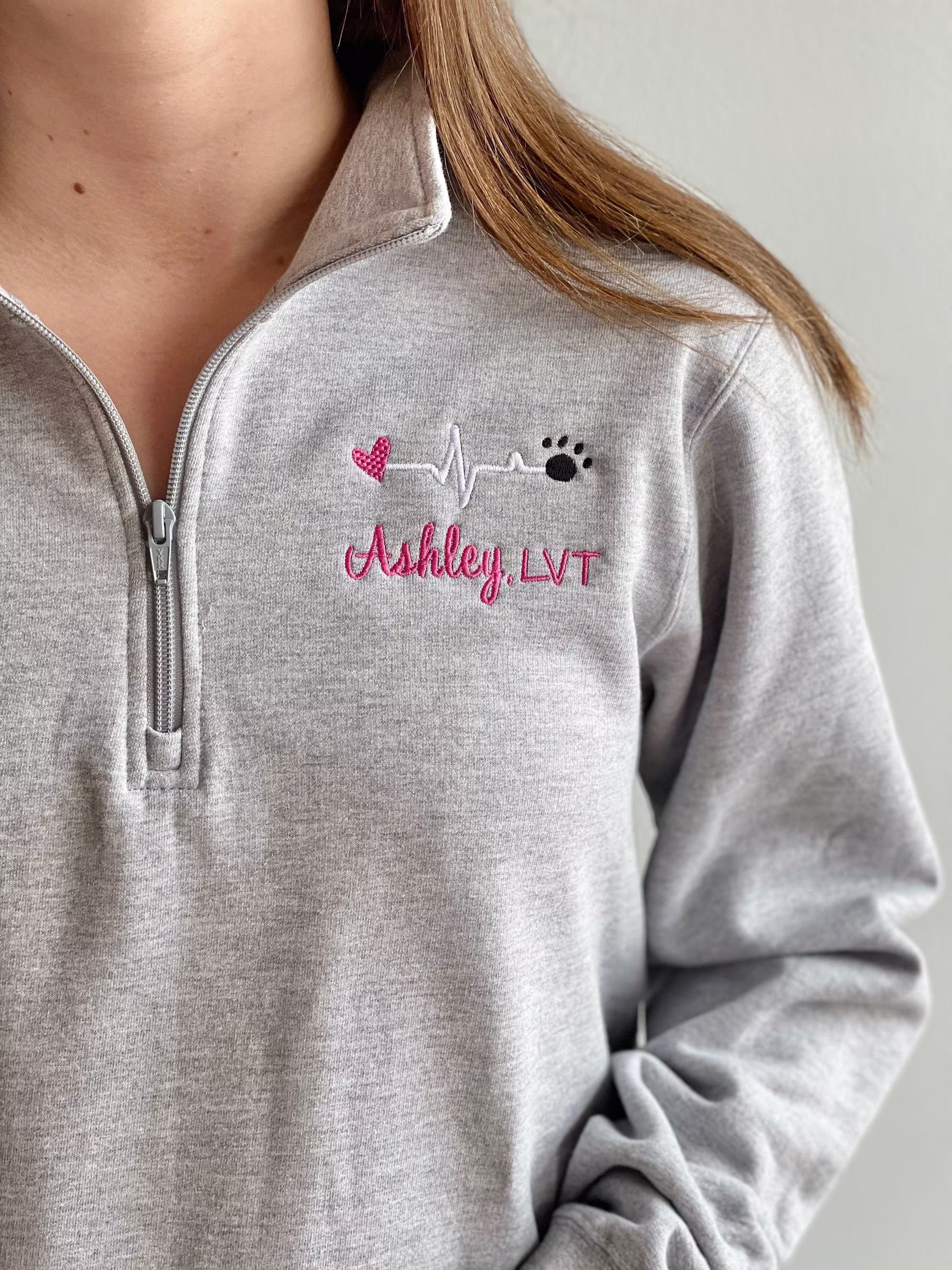 Vet Tech Pullover Sweatshirt Jacket, Gift For Vet, Vet Assistant, Tech, Dvm, Lvt Custom Personalized Embroidered