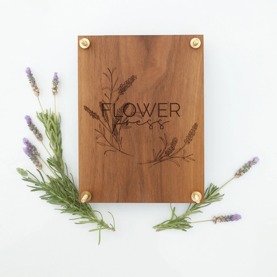 Flower Press With Lavender Wreath Design-Personalized Botanical Flower Herb Press Kit Modern Floral Design & Brass Hardware