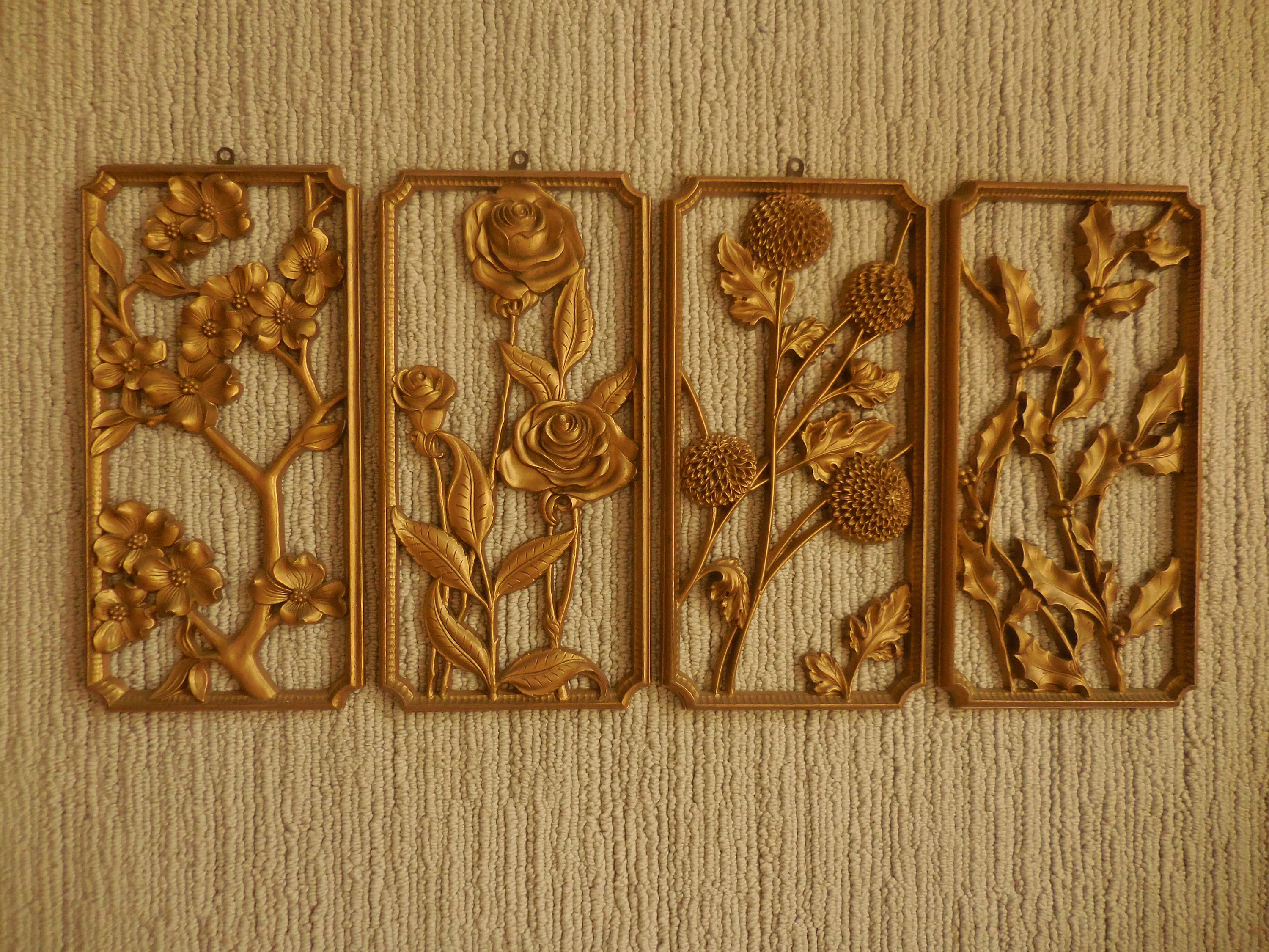 Sexton Seasonal Flowers Wall Plaques 1950's