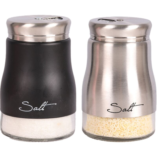 Fvbjd - Salt And Pepper Shakers Set, Kitchen Decor, Glass Salt And Pepper Shakers Set, Cute Salt Shaker silver + black