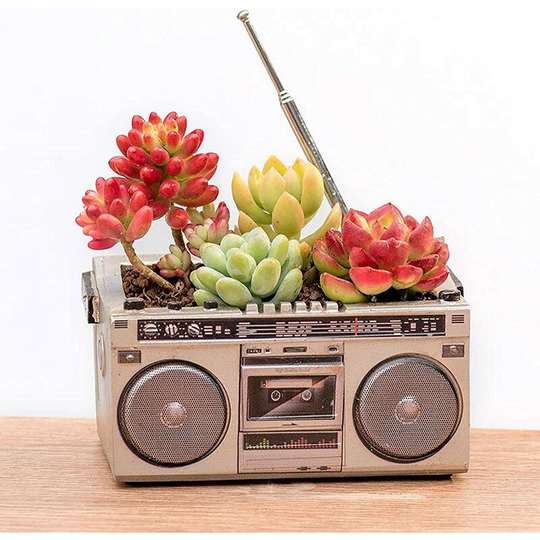 Echoo - Flower Pots, Home Decor Pot,Stunningly Detailed Retro Art Plant Pots with Drainage,Colorful Resin Ornaments Flower Planter(Retro Tape Drive)
