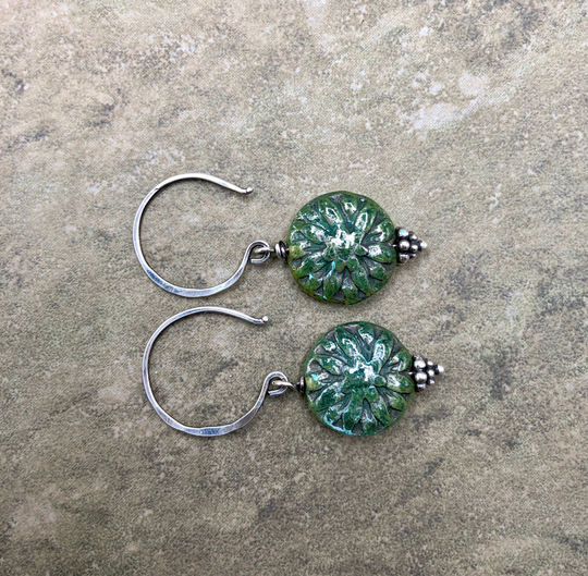Dahlias - Czech Glass & Sterling Silver Earrings