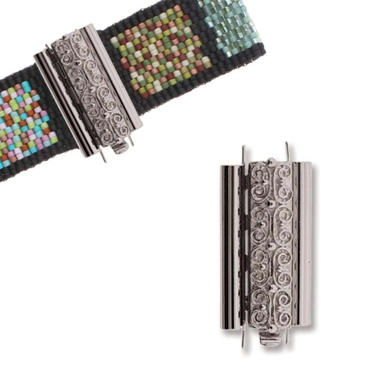 Beadslide Clasp For Seed Beads 45030 | 1 Squiggle 24mm Silver Color Clasp, Bead Slide Beadweaving, Slider