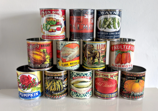 Vintage Cutlery Holder Tidy Retro Food Tin Cans Large Size