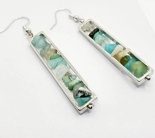 Organic Stone Earrings, Sterling Silver Earrings For Women, Drop Dangle Natural Jewelry, Beach