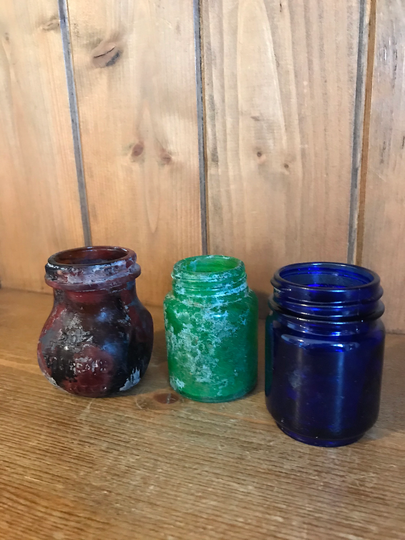 Lovely Vintage Set Of 3 Glass Bottles