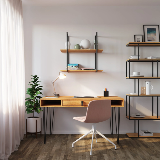 Scandinavian Desk Organizer, Solid Oak Writing Table, Modern Home Office Desk, Studio