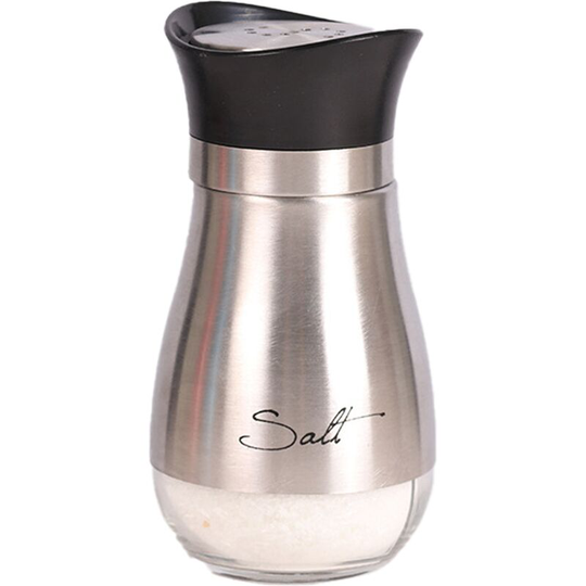 Salt and Pepper Shakers Elegant w/ Clear Glass Bottom | Compact Cooking, Kitchen and Dining Room Use silver