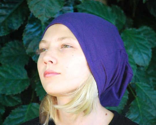 Teen Hat - Slouchy Beanie Purple Eco Friendly Jersey Organic Clothing Ready To Ship
