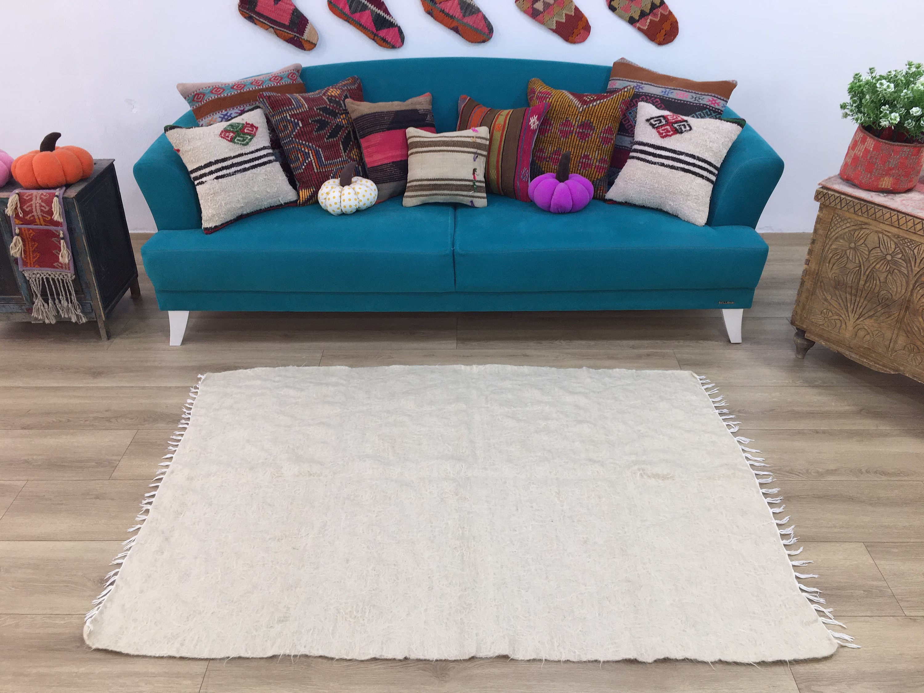 Organic Rug, Woven Vintage Wool Turkish Oushak Area Soft Livingroom Boho 3.6 X 5.5 Ft, Rk 9505
