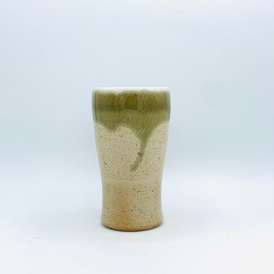 Olive Drip Wheelthrown Salt Fired Ceramic Tall Cup/Tumbler By Jessica Cronstein