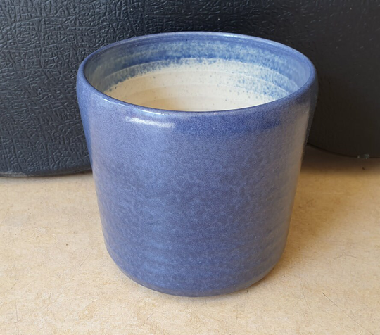 Prosman E2, Sint Philipsland, Zeeland, Netherlands Minimalist Ceramic Dutch Design Pottery Ribbed Indoor Planter Pot Blue Glaze