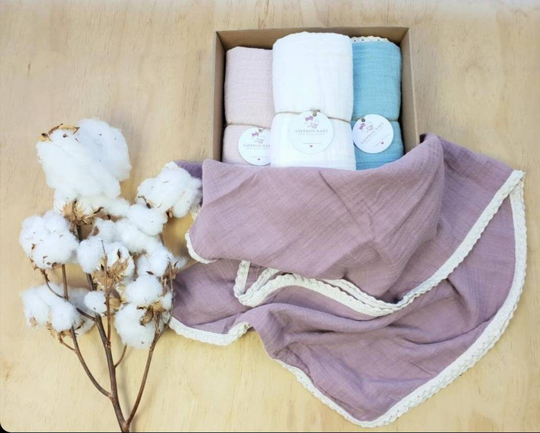 Set Of 3 Organic Cotton Muslin Baby Wrap