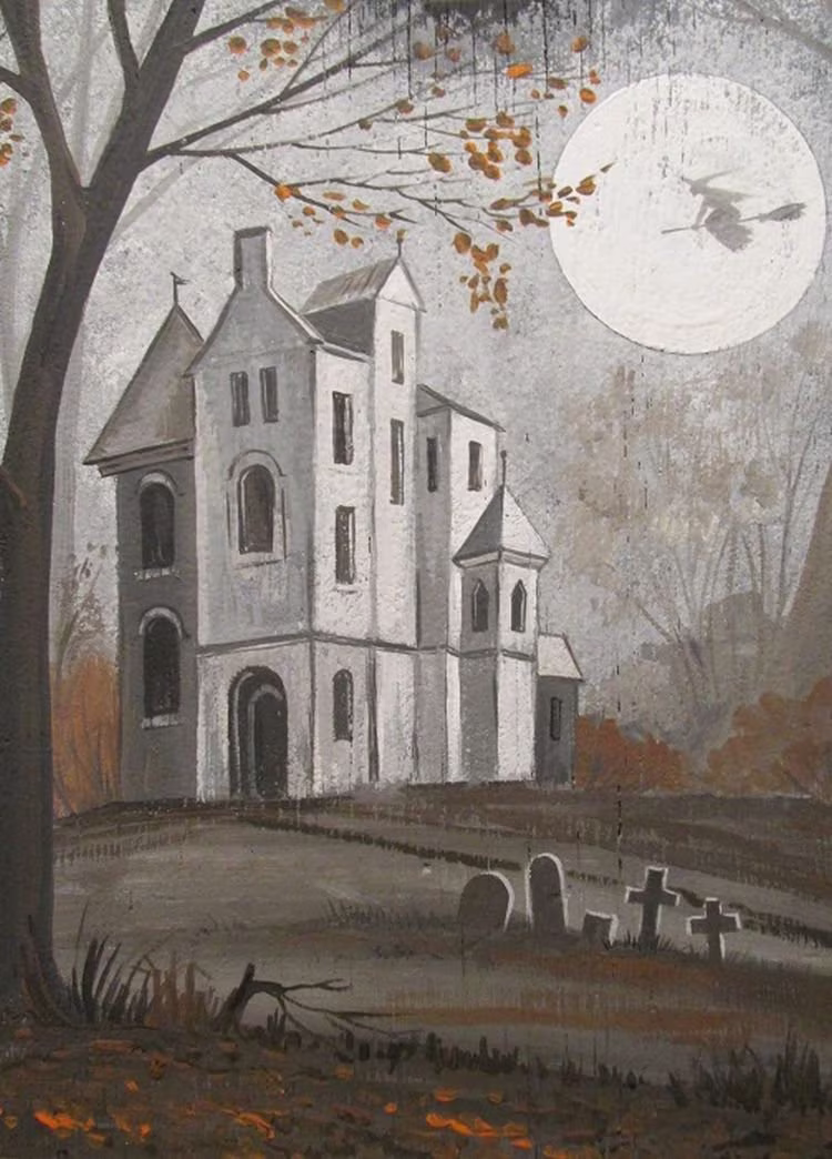 5x7 Spirit House Ryta Halloween Season Autumn Fall Haunted Witch House Salem Interior Home Office Design Decor Decoration Art Scary