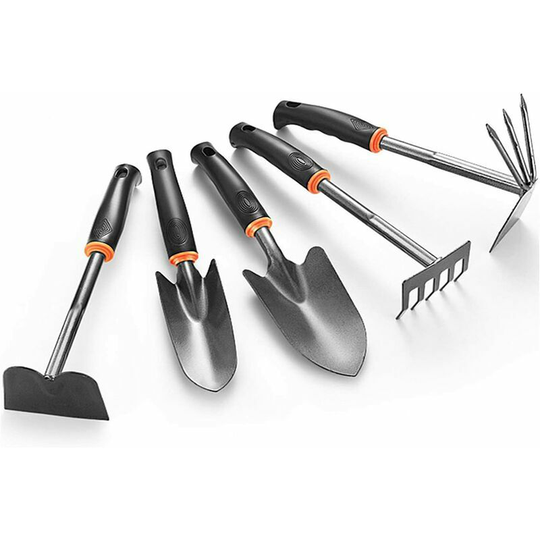 Ensemble Outils Jardinage,Outils de Jardin en Têtes Robustes Acier Carbone et Poignées Ergonomiques,avec Pelles,Transplanteur,Râteau à